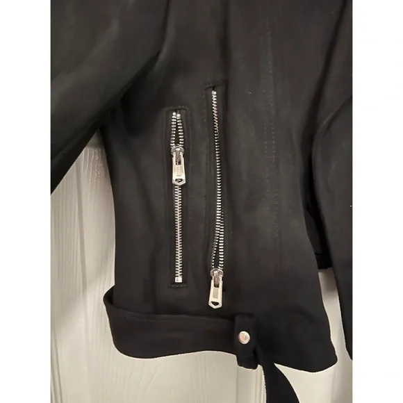 🖤ZARA brand Motorcycle Faux Suede Black with Silver Detail Jacket Size XL🖤 - Picture 6 of 12